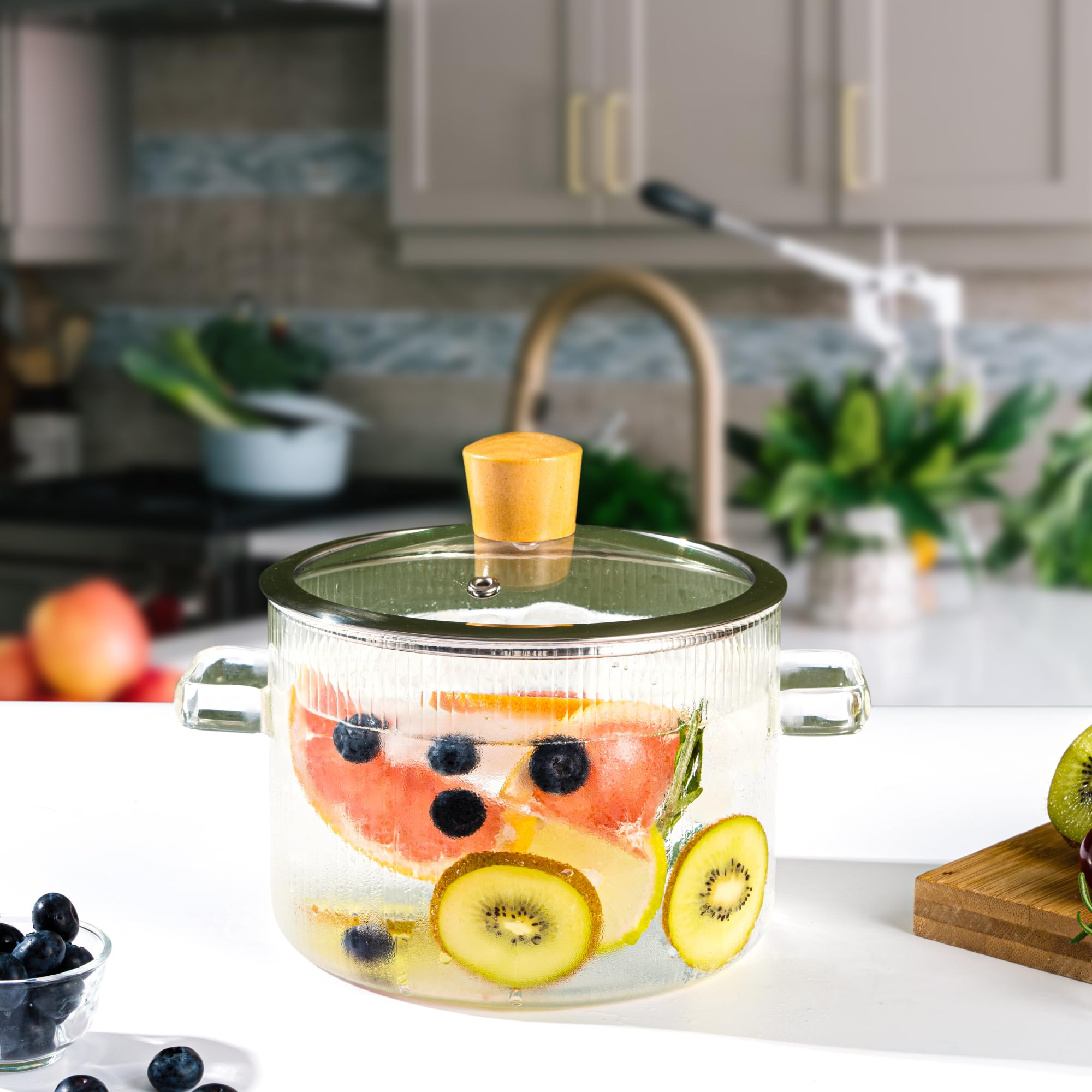 Dishwasher safe Recceng glass simmer pot for easy cleanup after meals
