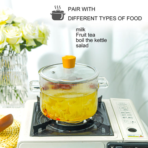 Recceng ribbed glass simmer pot exterior lends grip and style
