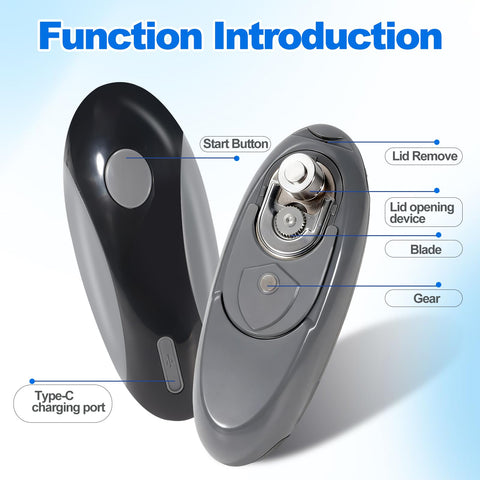 Rechargeable Electric Can Opener fits most can sizes for versatility.