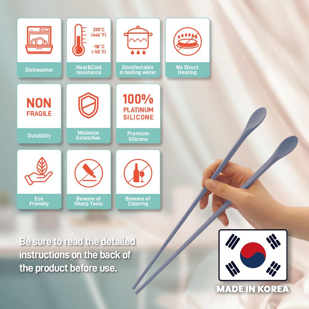 RECOHOME 12-inch silicone chopsticks suited for hot oil cooking