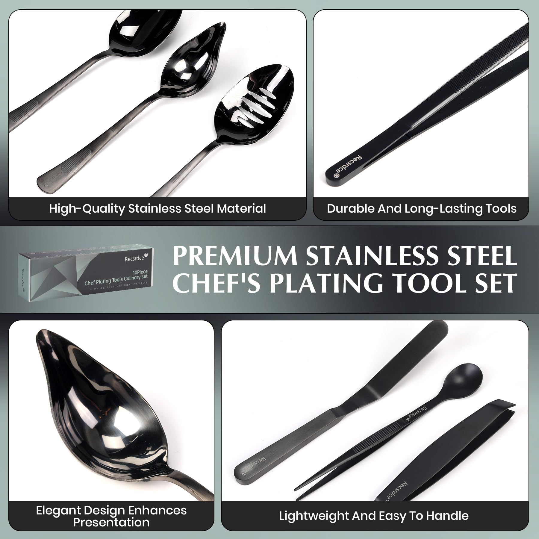 Recsrdce plating spatula with ergonomic handle for clean transfers