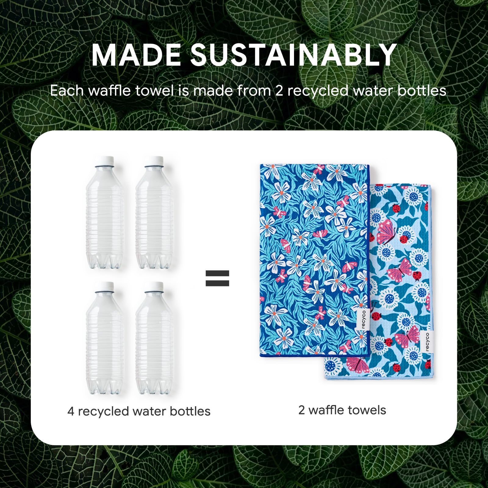 RECYCO waffle towel is easy care and machine washable.
