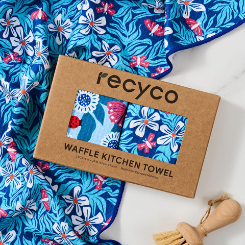 RECYCO waffle towel ideal for spills and dish drying.