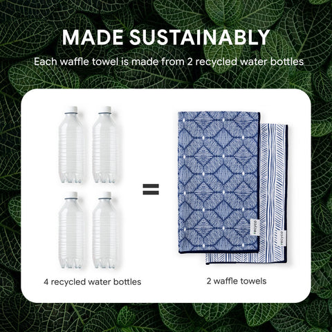 RECYCO waffle towel soft-weave texture feels gentle on hands while prepping meals.