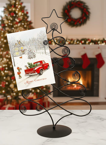 Red Co. Christmas tabletop display ideal for apartments and offices.