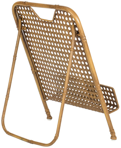 Red Co. foldable bamboo stand folded for compact storage after cooking.