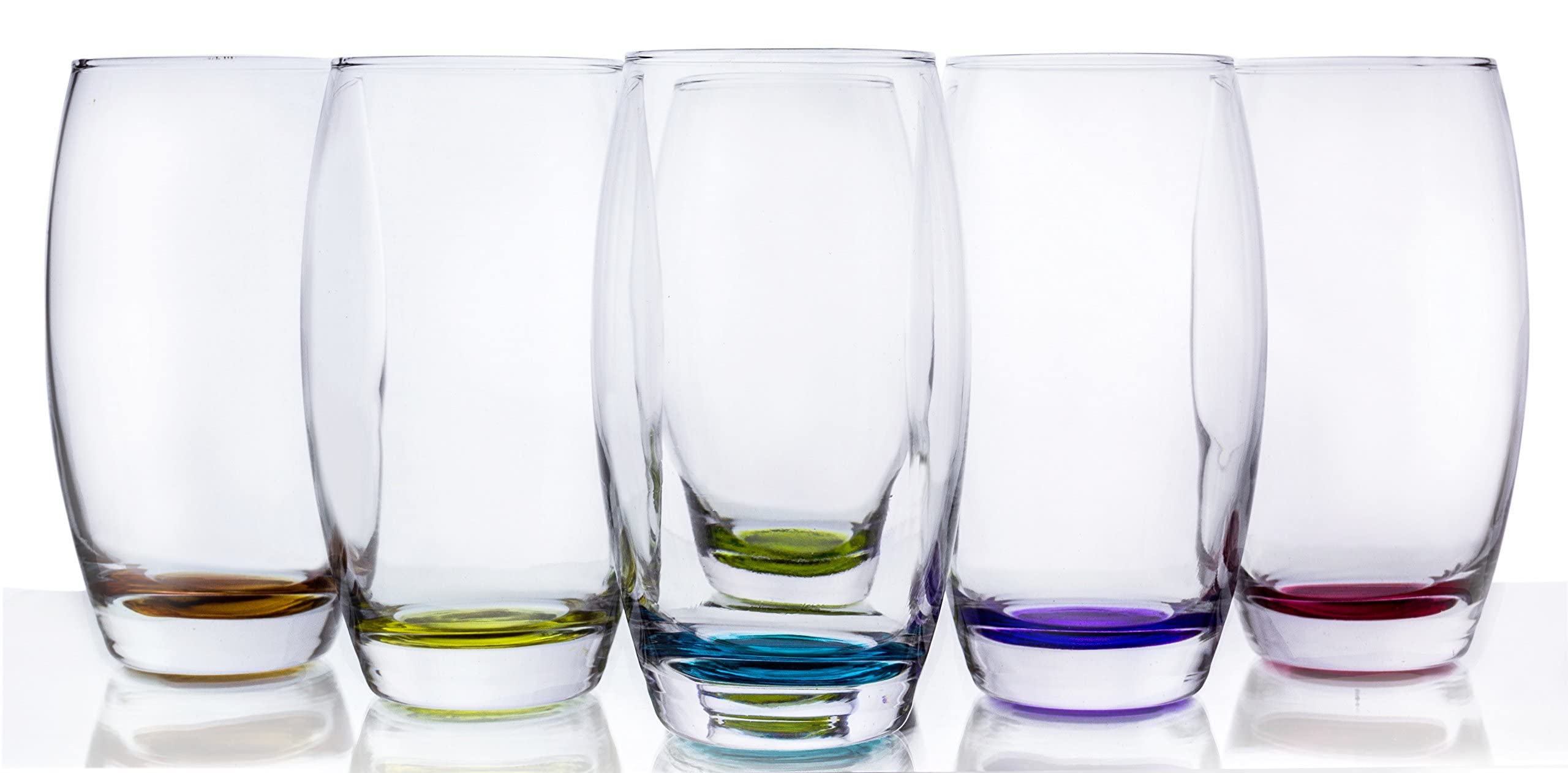 Red Co multicolor glass set adds color to everyday beverages.