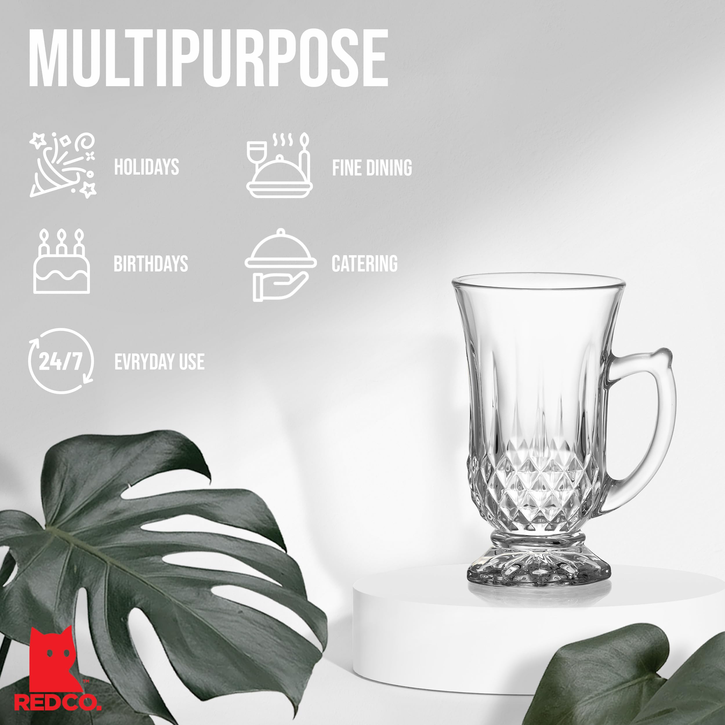 Red Co. dishwasher-safe glass teacups for easy cleanup