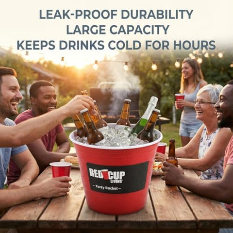 Red Cup Living 201 oz capacity party ice bucket ideal for chilling multiple drinks.