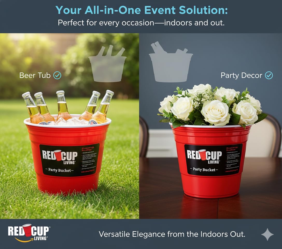 Red Cup Living cocktail bar ice bucket perfect for parties and easy serving.