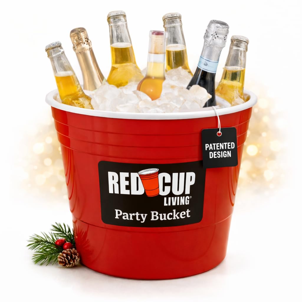 Red Cup Living large party ice bucket with insulated design keeps drinks colder longer.