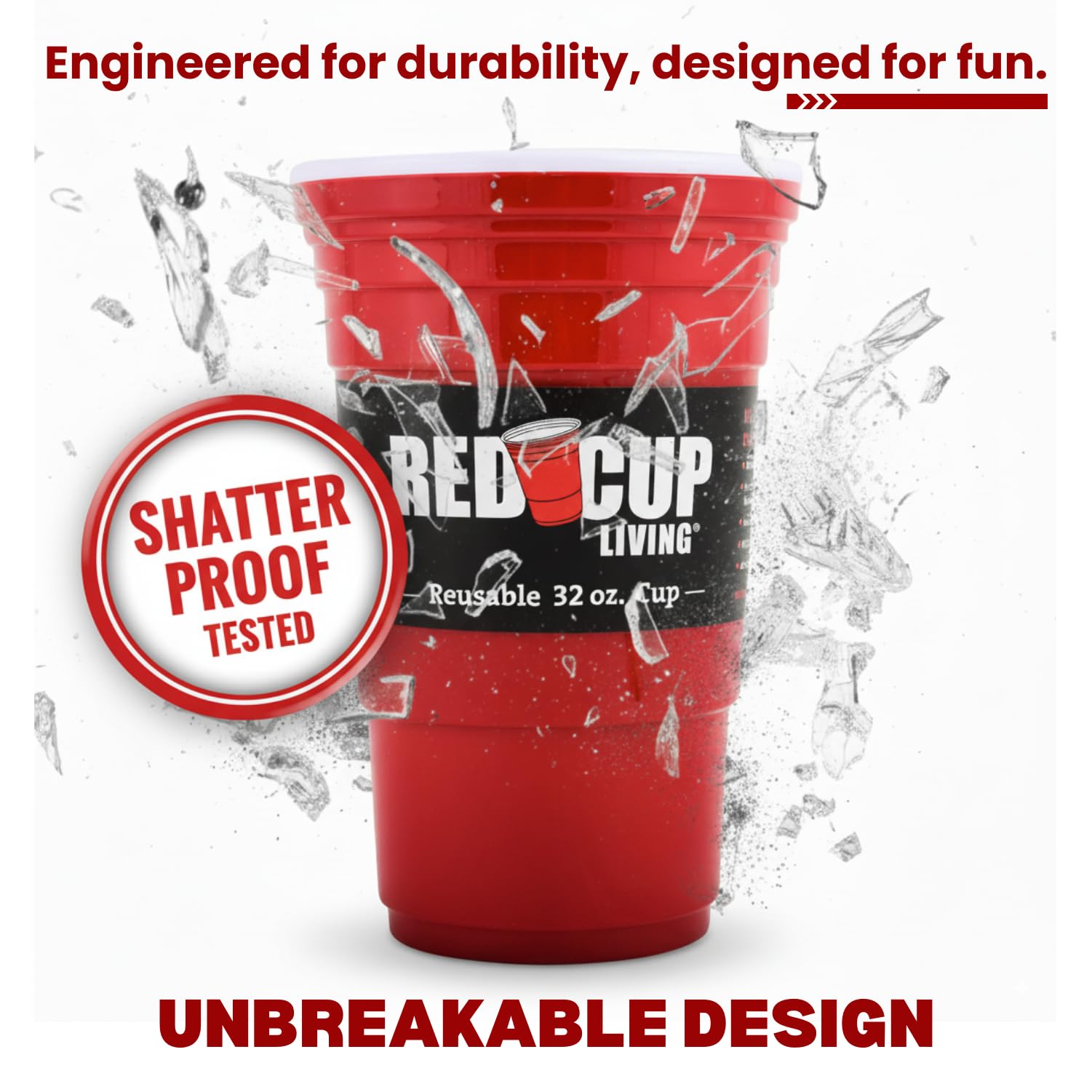 Red Cup Living 32oz tumbler, double-wall insulation, keeps drinks hot or cold longer