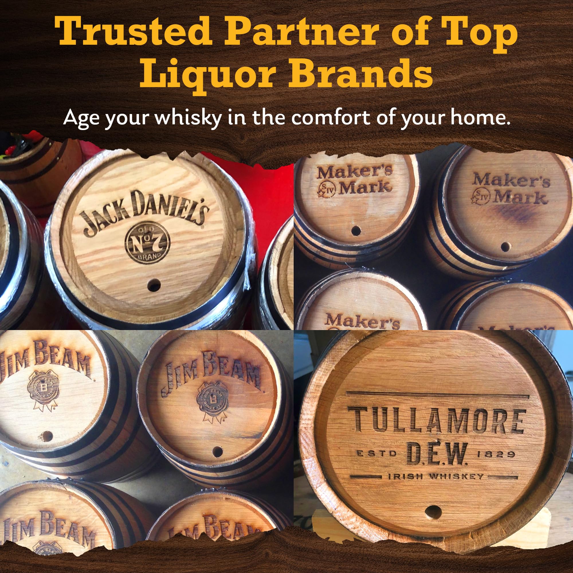 Red Head Barrels dramatic-wood-grain-visual showcases aging aesthetics for home bars.