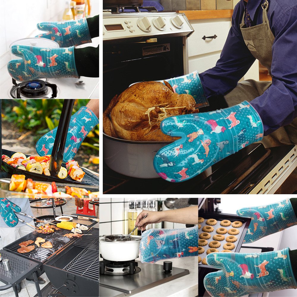 RED LMLDETA mitts shield wrists from steam and splashes while cooking and grilling.