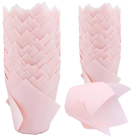 Redanha tulip cupcake liners pink pack shot showing elegant tulip shape for cupcakes