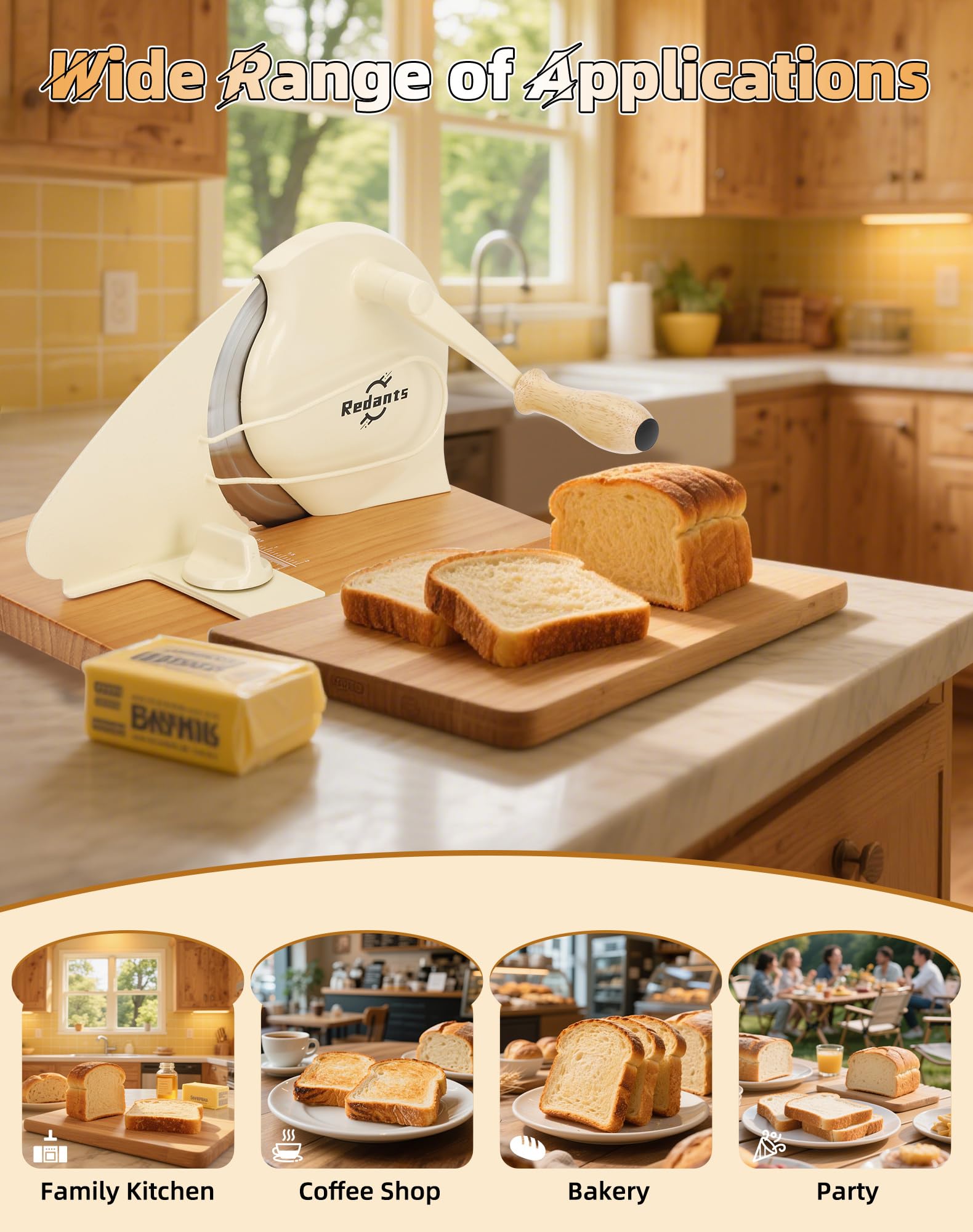 Redants cream bread slicer easy to wipe clean after use