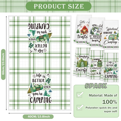 Redbaker camping towels tent-pattern in vibrant green for campsite cleanup.