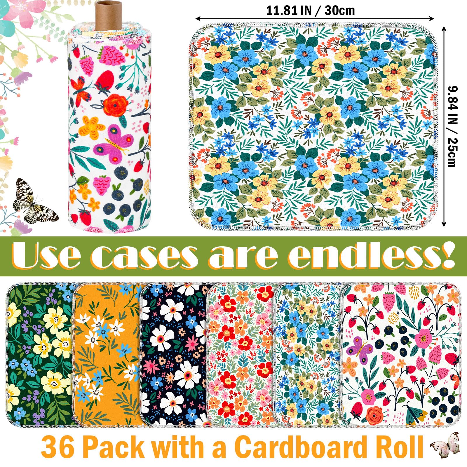Redbaker six floral designs add color and cheer to your cleaning routine