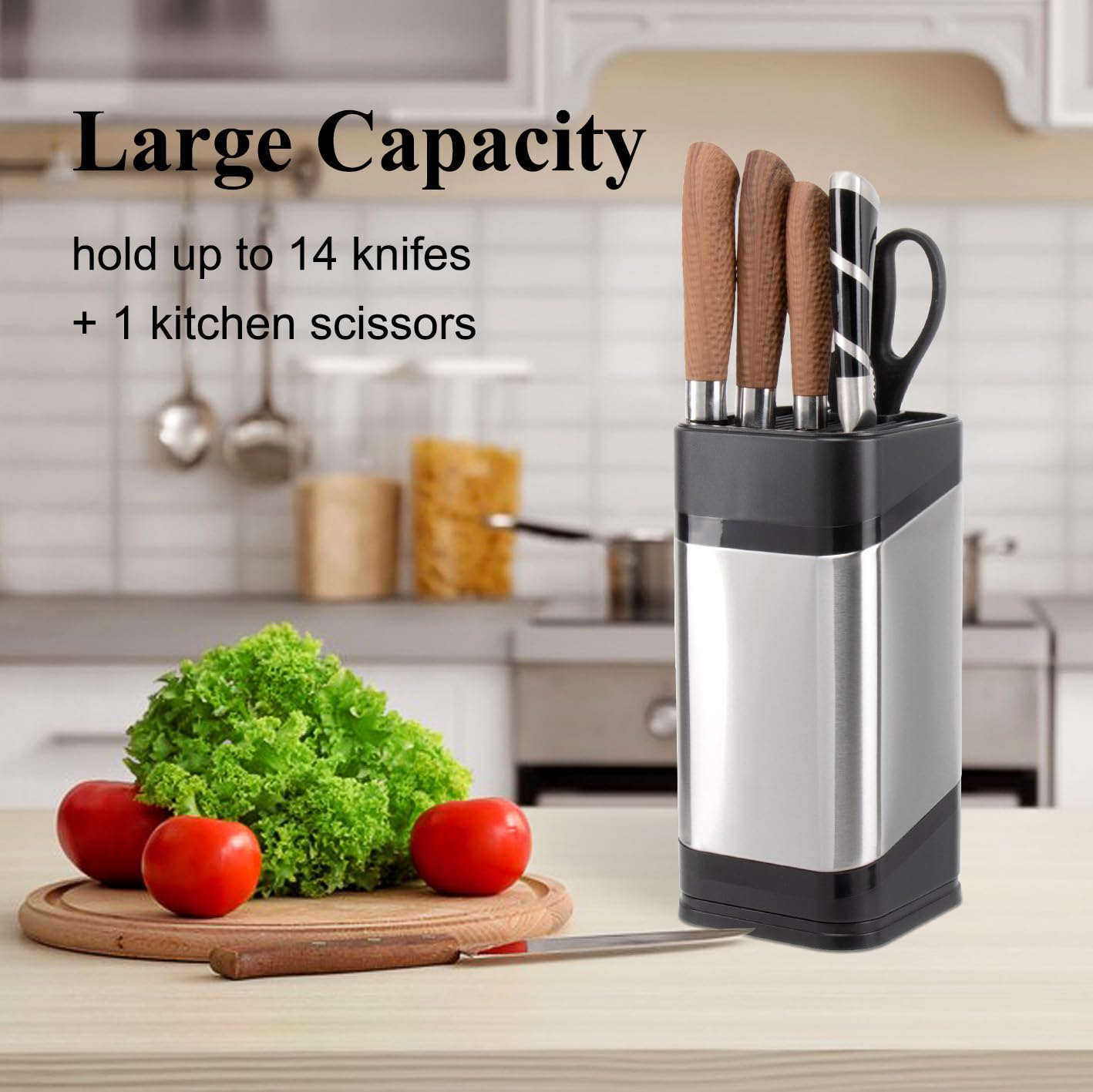 RedCall stainless steel knife block slots keep blades organized and protected.