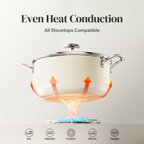 Redchef 5-quart stock pot on stove during steady simmer