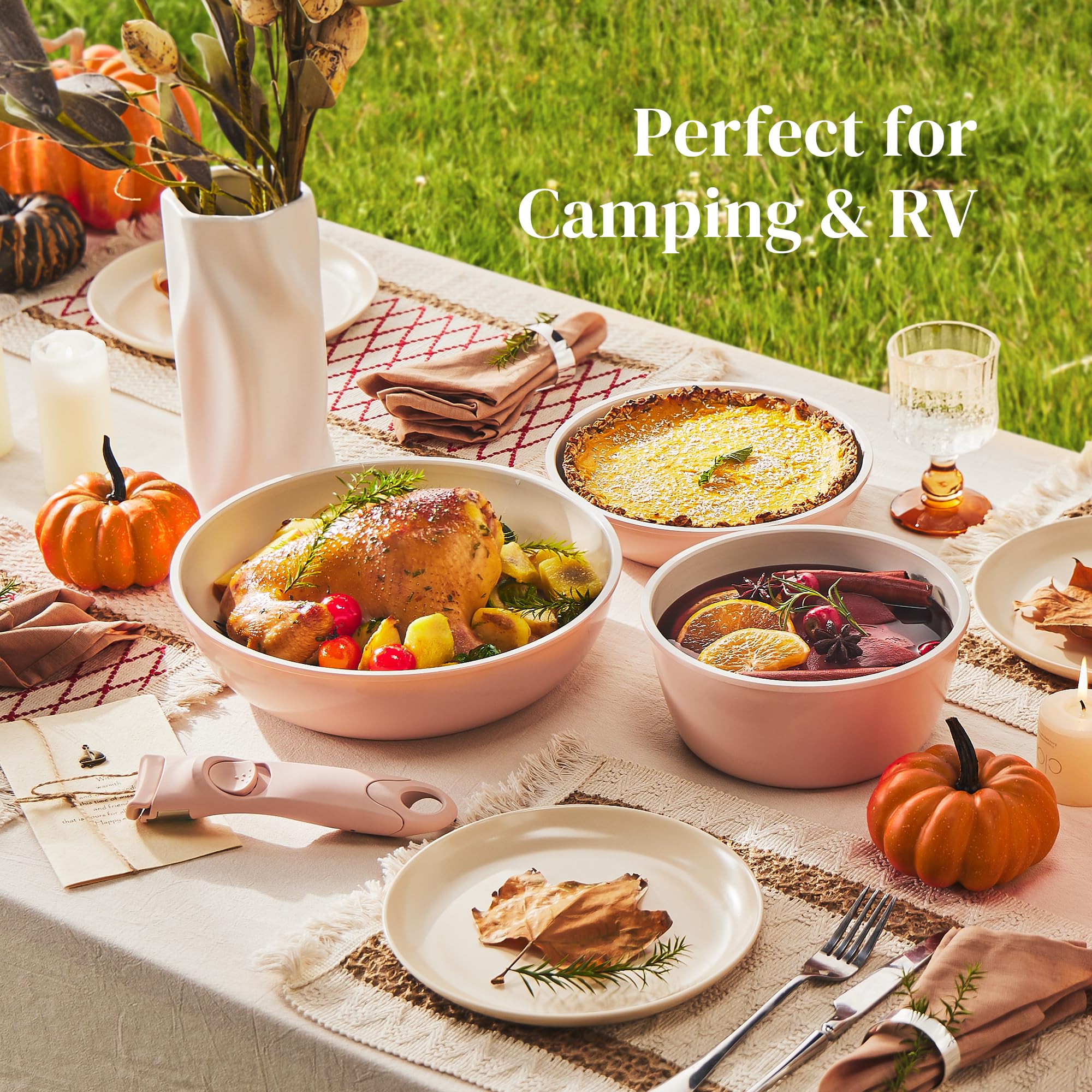 Redchef 8-inch frying pan on stove with smooth nonstick surface.