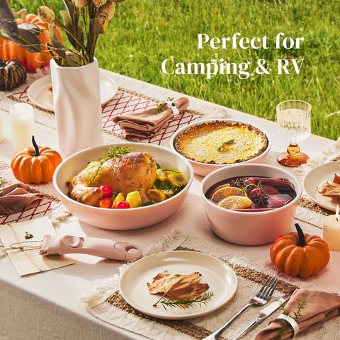 Redchef 8-inch frying pan on stove with smooth nonstick surface.