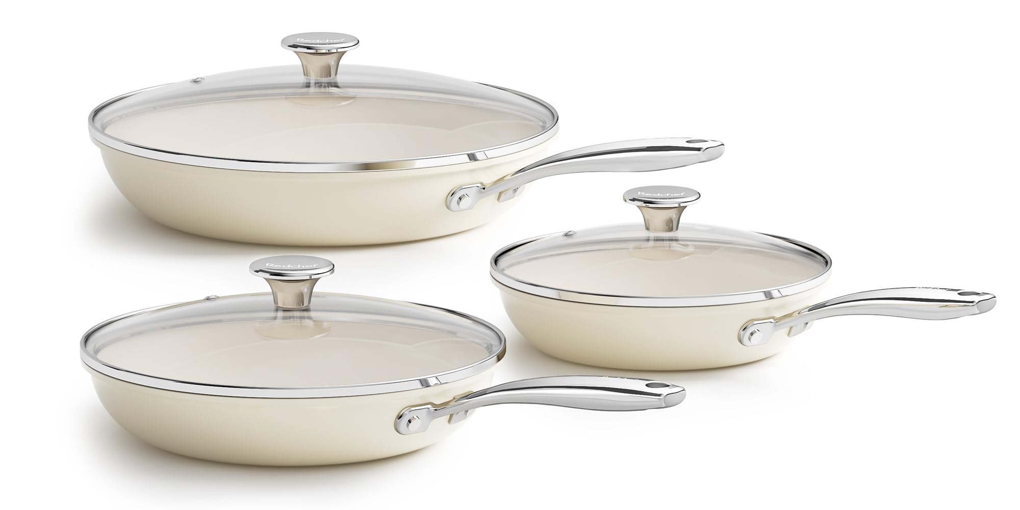 Redchef 8-inch beige ceramic nonstick pan for easy sautéing with minimal oil