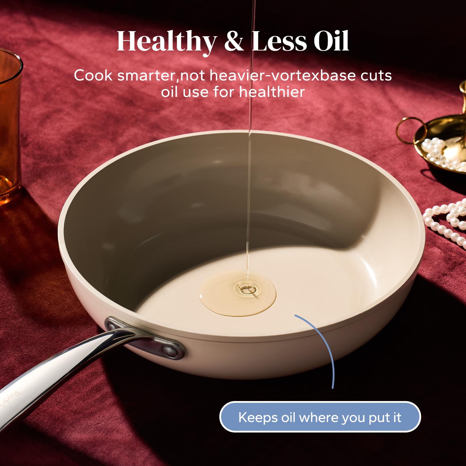 Redchef 9.5 inch ceramic frying pan delivers even heat for consistent browning
