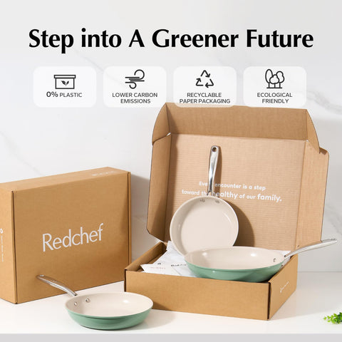 Redchef pan induction-compatible in green, works on induction cooktops for versatile cooking