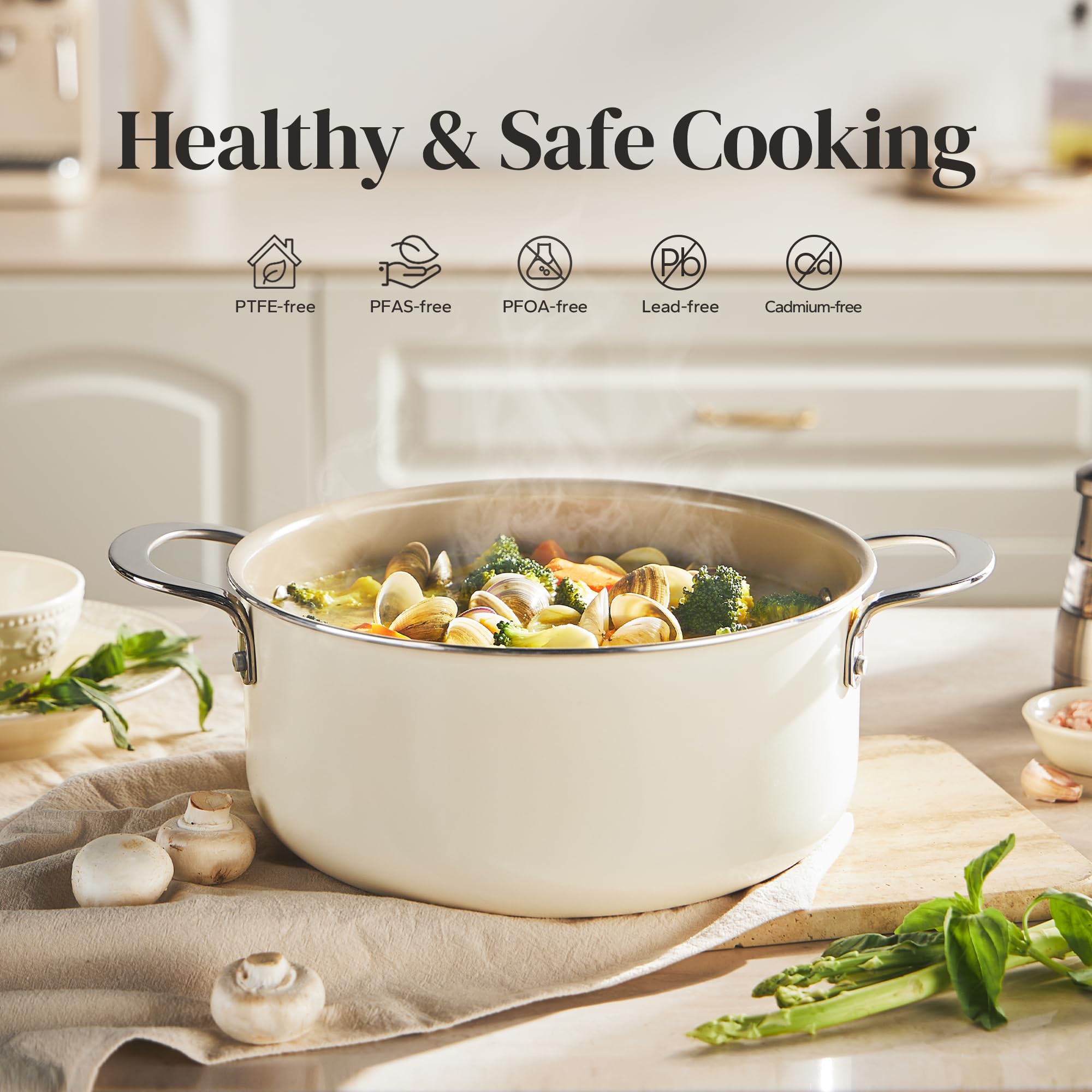 Redchef ceramic nonstick interior closeup for easy food release