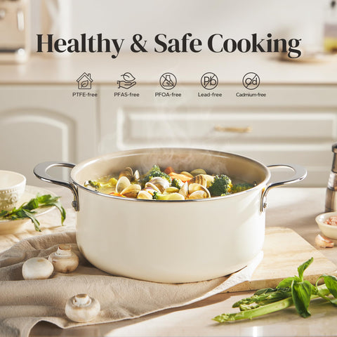 Redchef ceramic nonstick interior closeup for easy food release