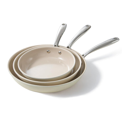 Redchef ceramic nonstick pan 8-inch interior shows smooth coating for easy release.