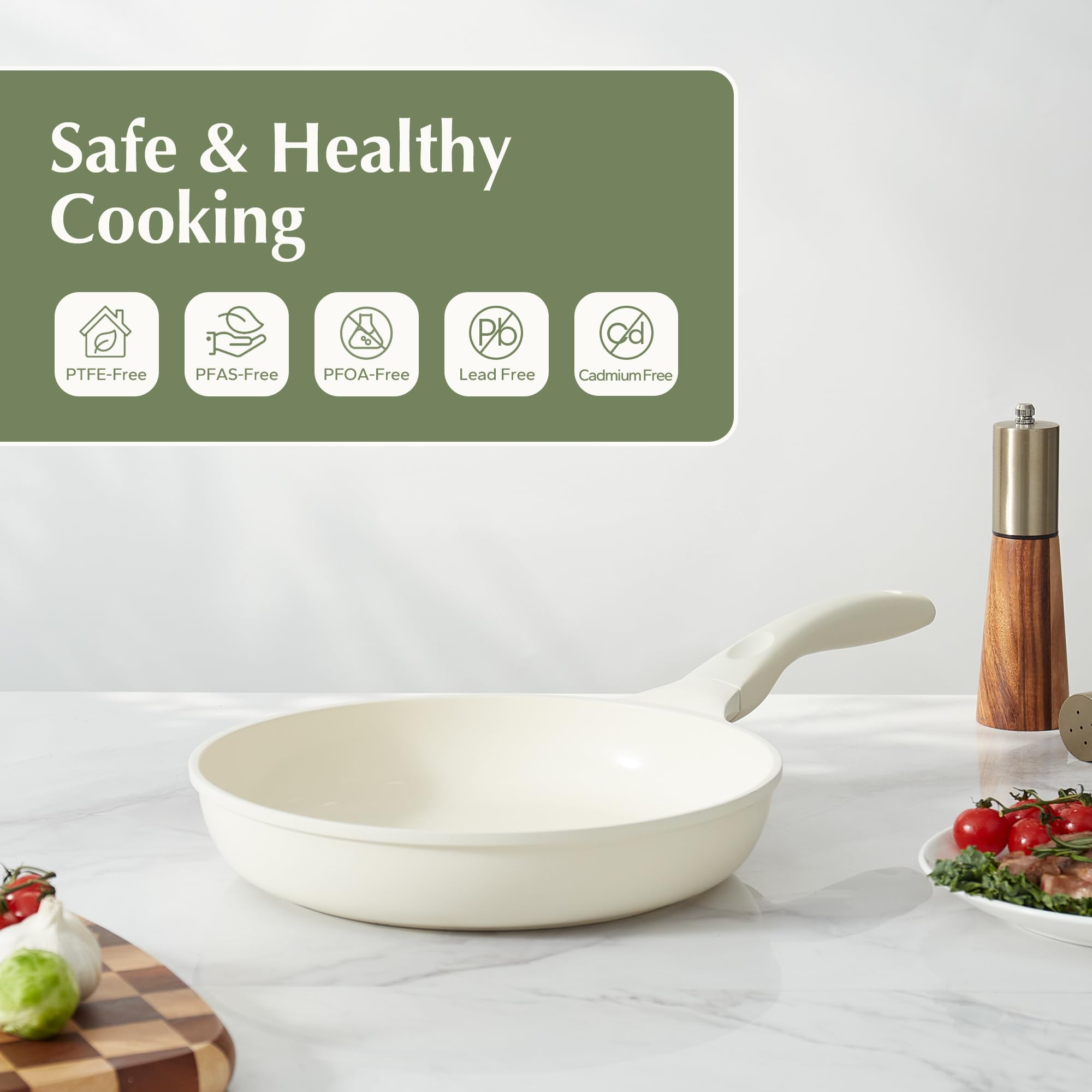 Redchef nonstick coating close-up highlights smooth release.