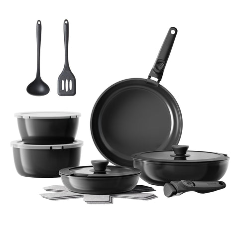 Redchef ceramic pots and pans set in a hero shot, for durable nonstick cooking.
