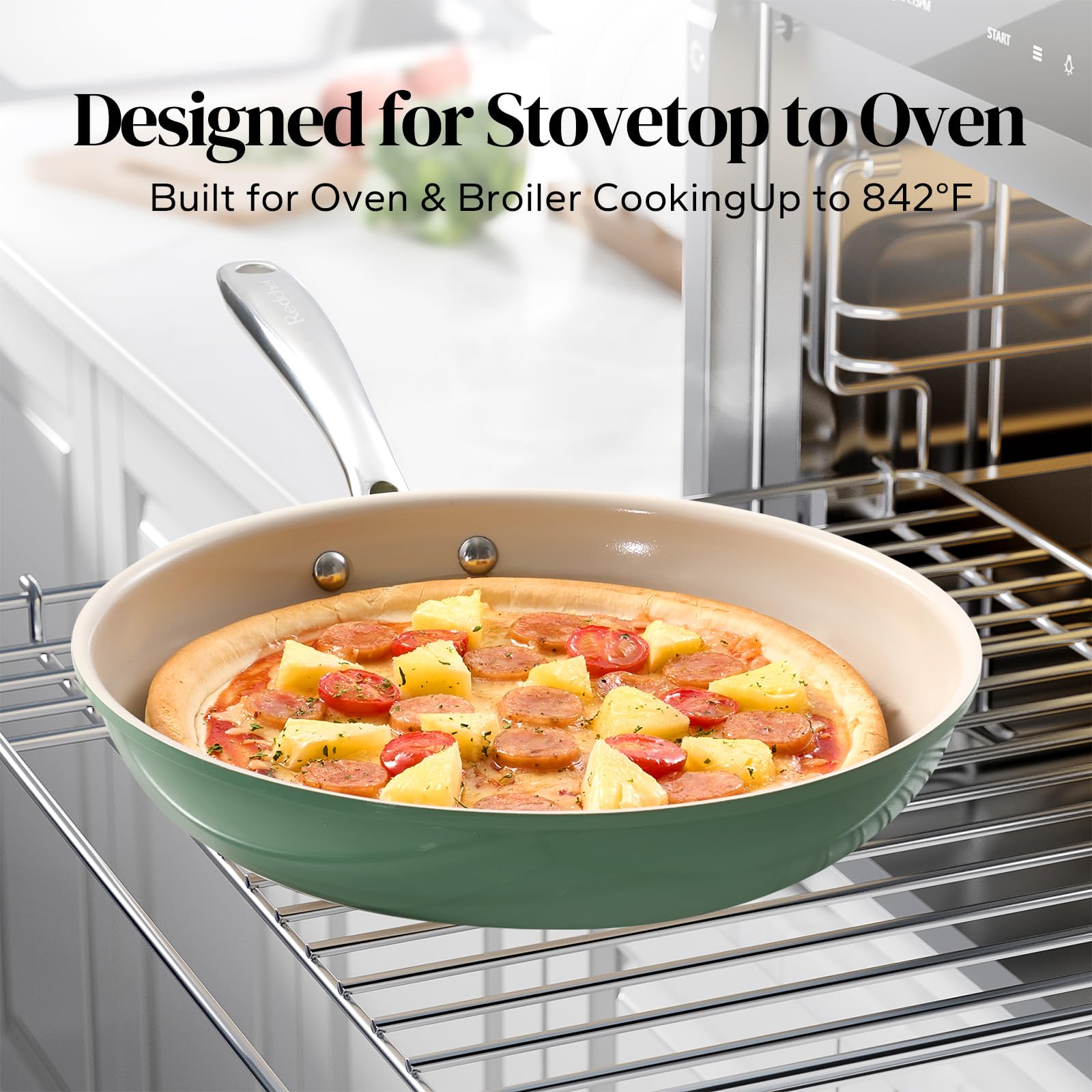 Redchef compact 9-5 inch pan fits small kitchens.