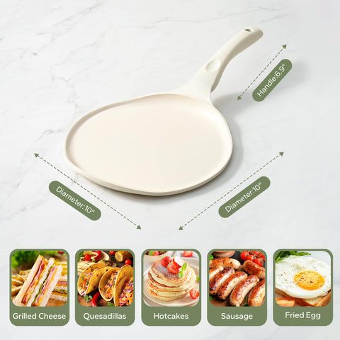 Redchef crepe pan beige-white finish adds modern kitchen style.