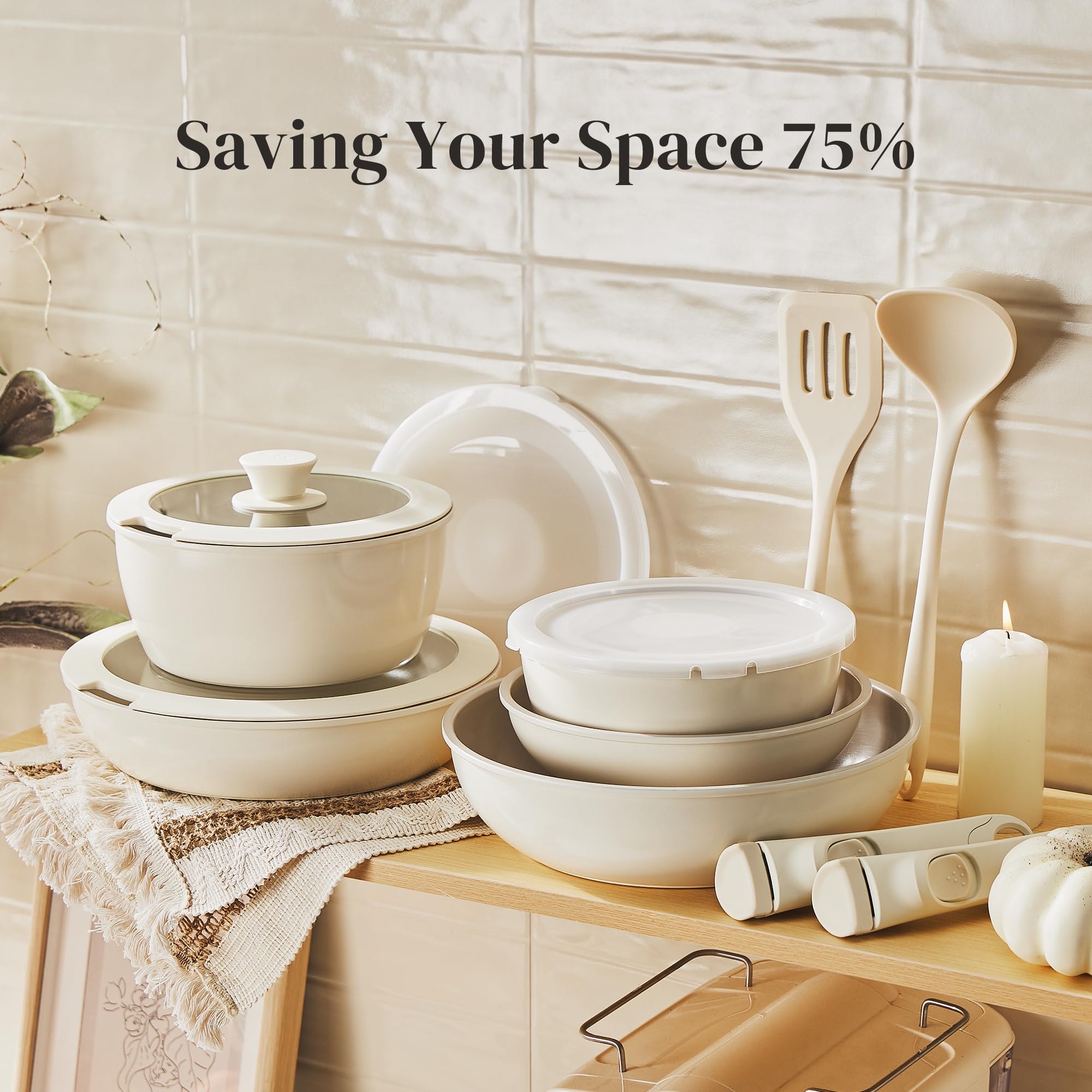 Redchef dual-sided ceramic coating interior and exterior for easy cleaning.