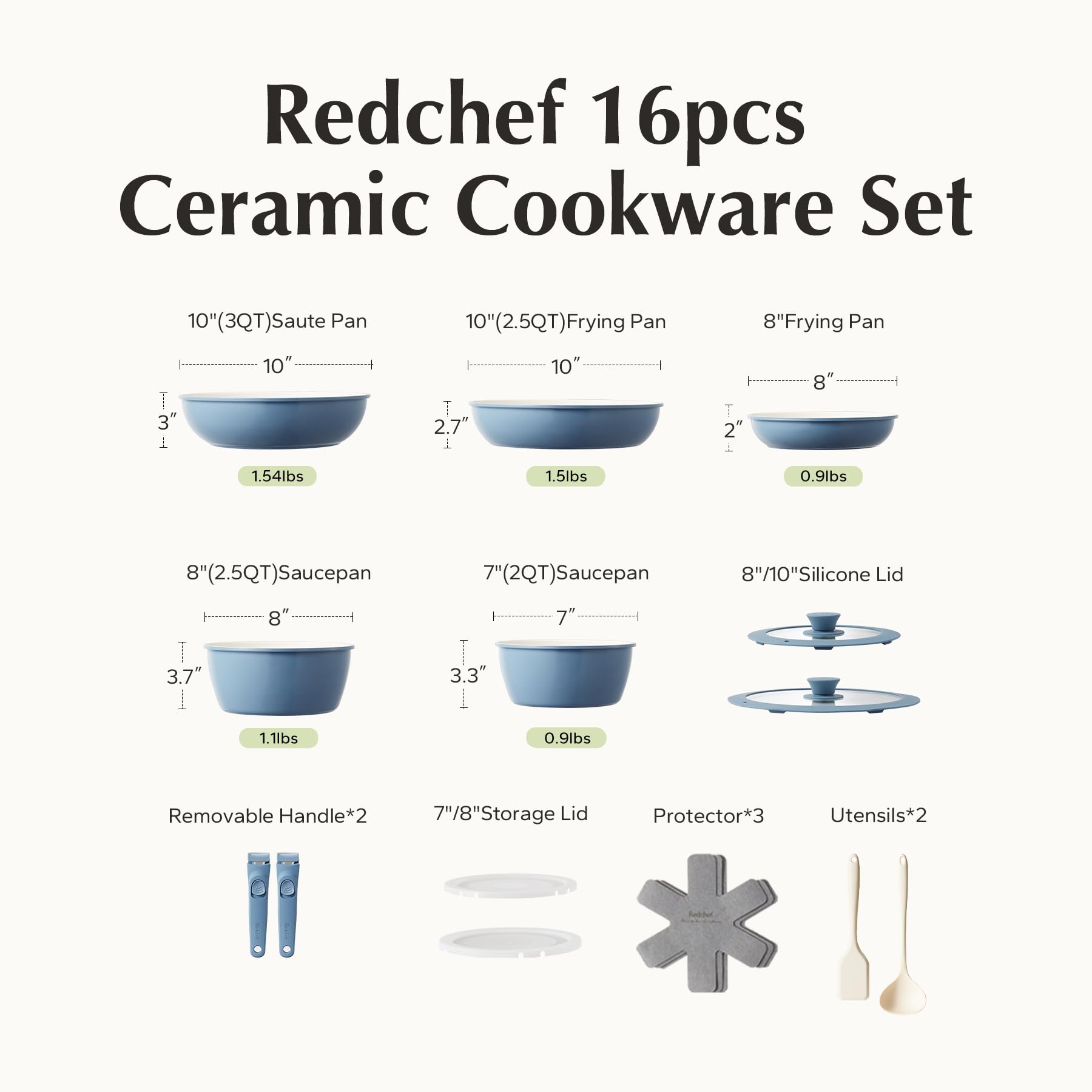 Redchef dual-sided ceramic coating cleans effortlessly on interior and exterior.