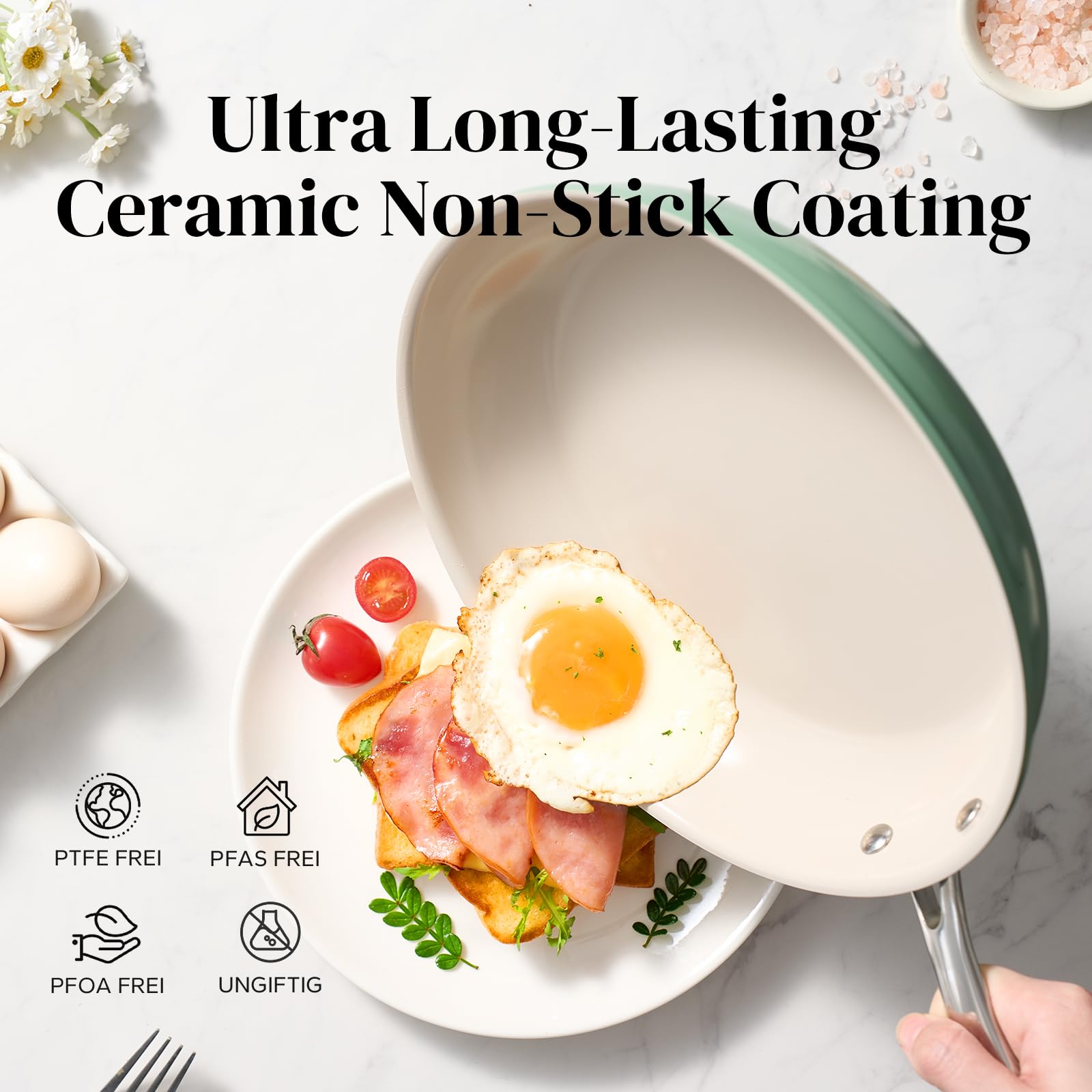 Redchef nonstick pan is easy to clean with a dishwasher-safe option.