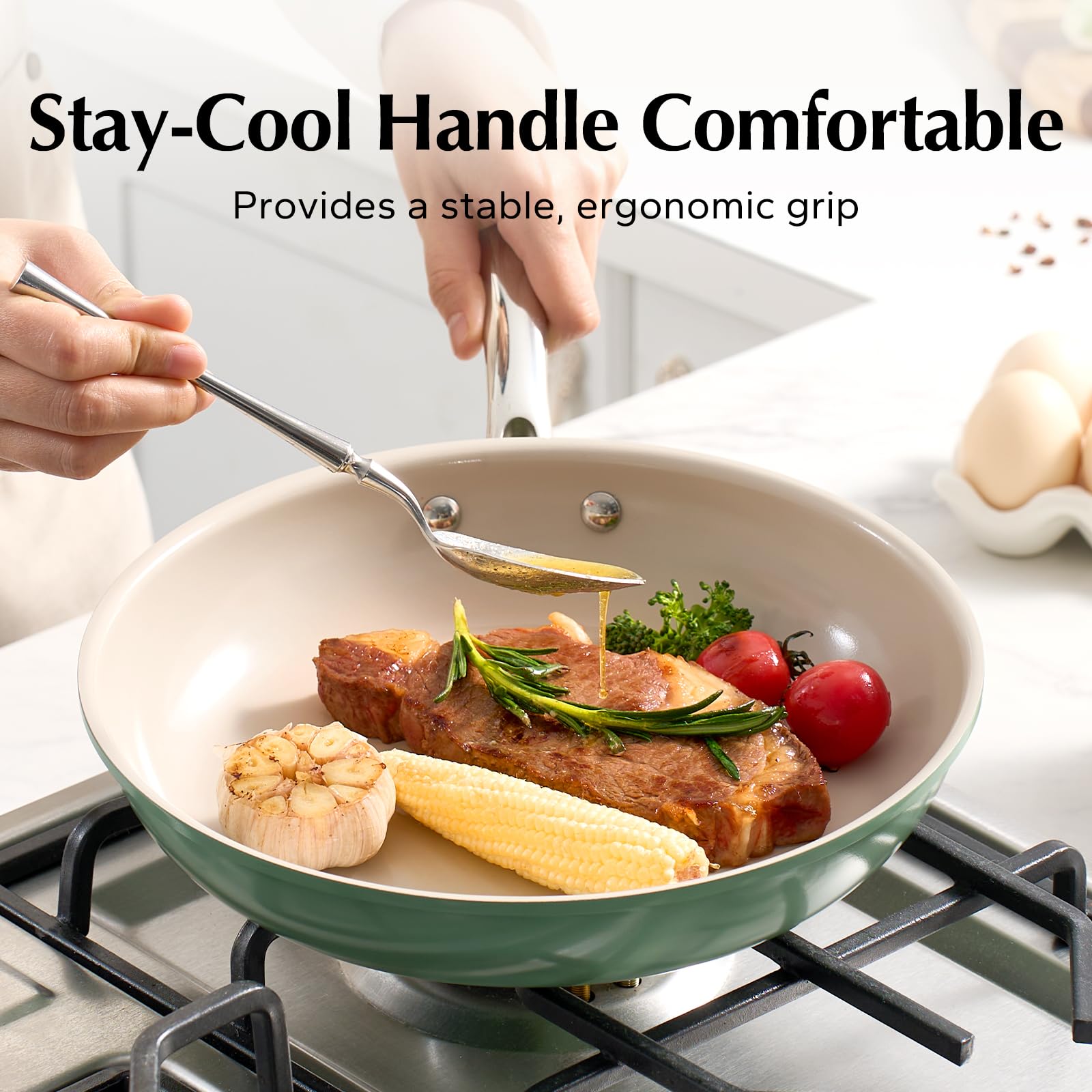 Redchef 9-5 inch pan ideal for eggs and vegetables.