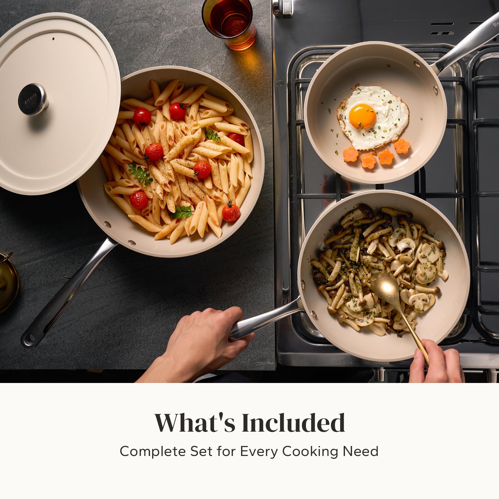 Redchef ergonomic stainless steel handle offers secure comfortable grip