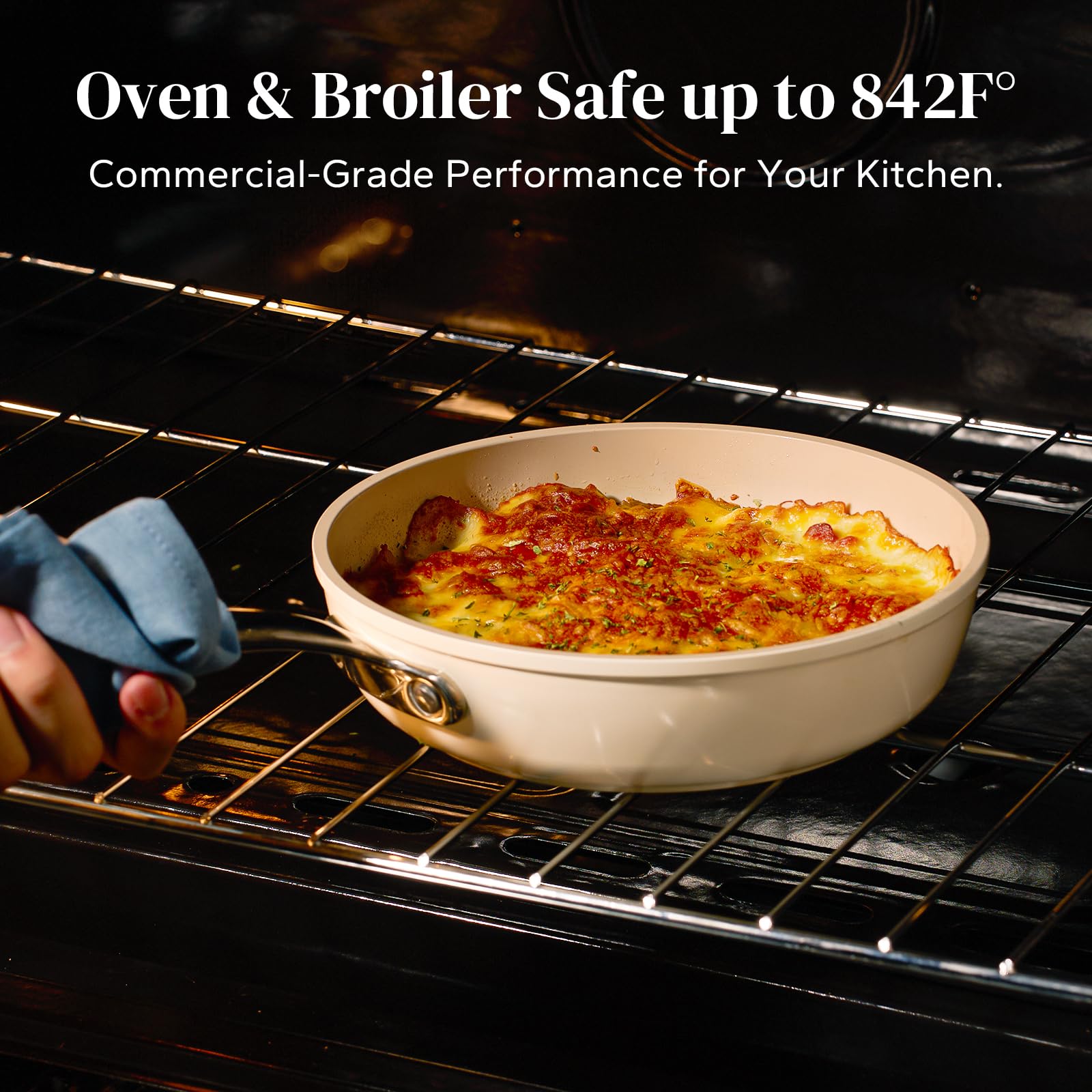 Redchef forged aluminum base provides even heat distribution across pans