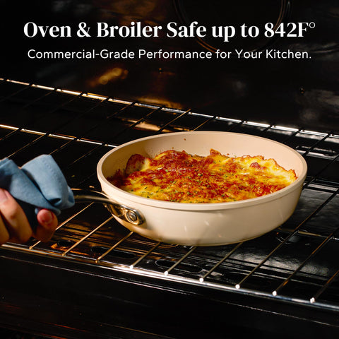 Redchef forged aluminum base provides even heat distribution across pans