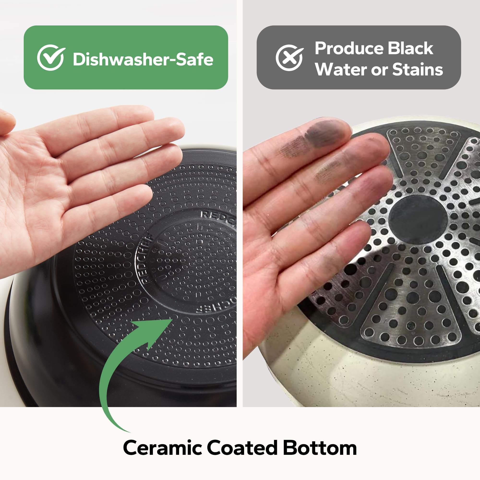 Glass lids with vents from Redchef provide visibility while cooking.