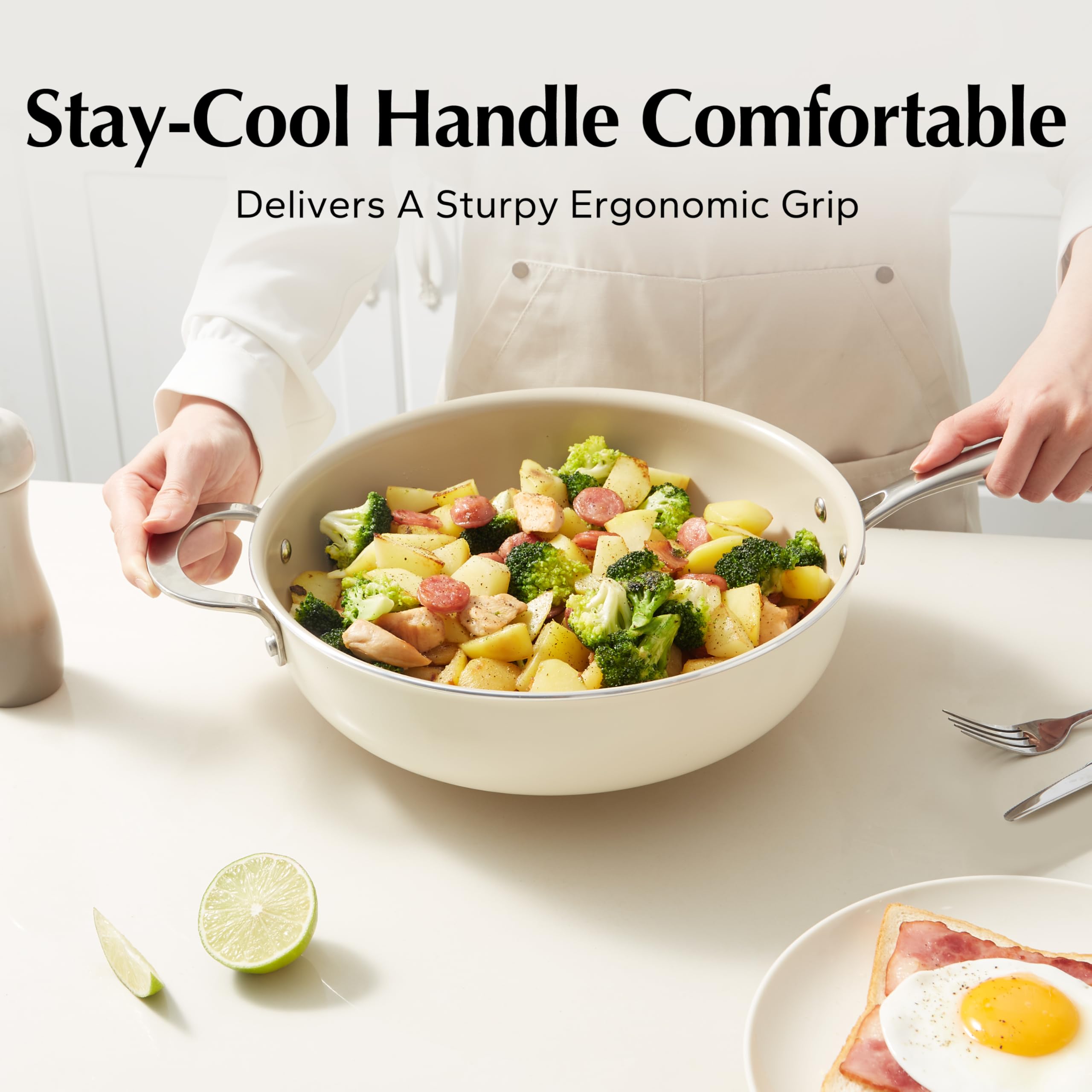 Redchef induction-base pan enables versatile stovetop cooking across many heat sources.
