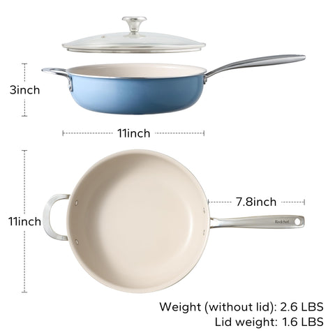 Redchef induction-ready base works on all stovetops; oven safe.