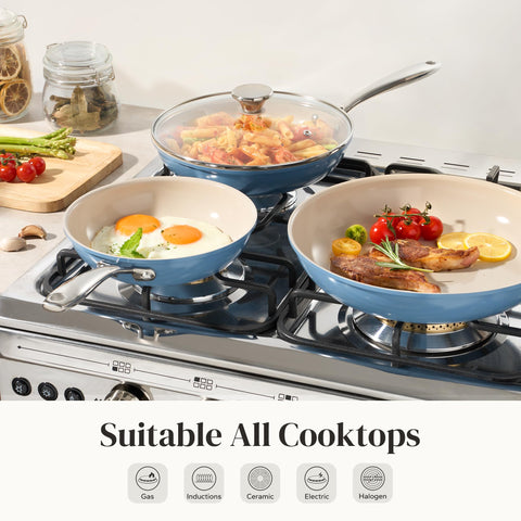 Redchef induction-safe cookware works on all cooktops with even heat.