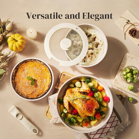 Redchef oven-safe cookware up to 842 degrees for broader meal options.