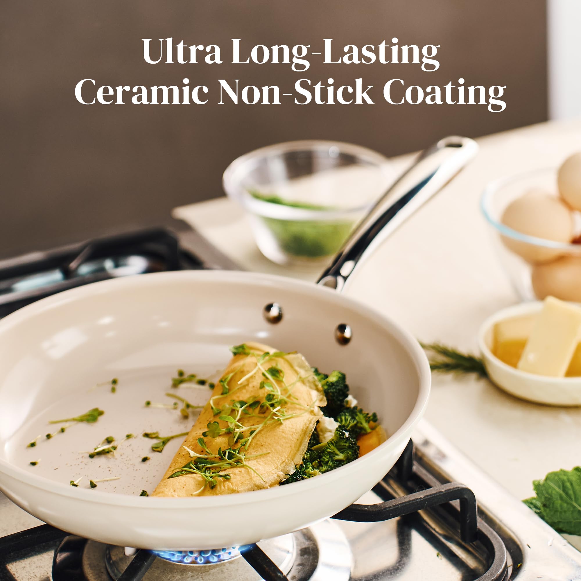 Redchef ceramic pan is oven-safe and compatible with all cooktops for versatile cooking.