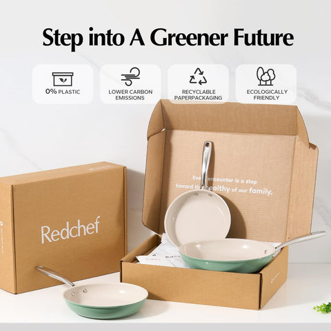 Redchef oven-safe pan up to 842°F for stove-to-oven versatility.